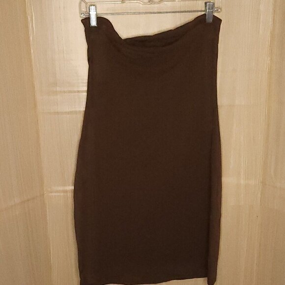 Asos Design Brown Knit Strapless Stretchy Dress 10 - Picture 2 of 7